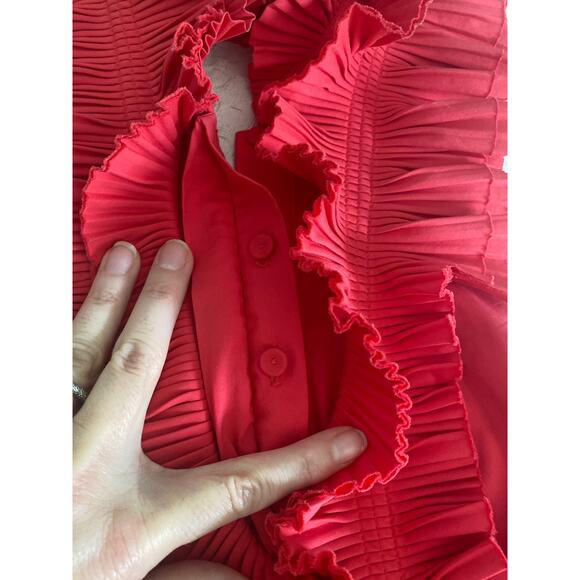 BCBGMAXAZRIA Woven Cotton Ruffle Halter‎ Party Dress Sz 2 - Picture 5 of 14